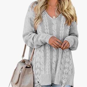 Cozy Gray Cable Knit Sweater